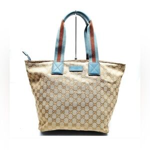 GUCCI Tote Bag 131231 Sherry Line GG Canvas
Leather Beige Women's w/Dust Bag